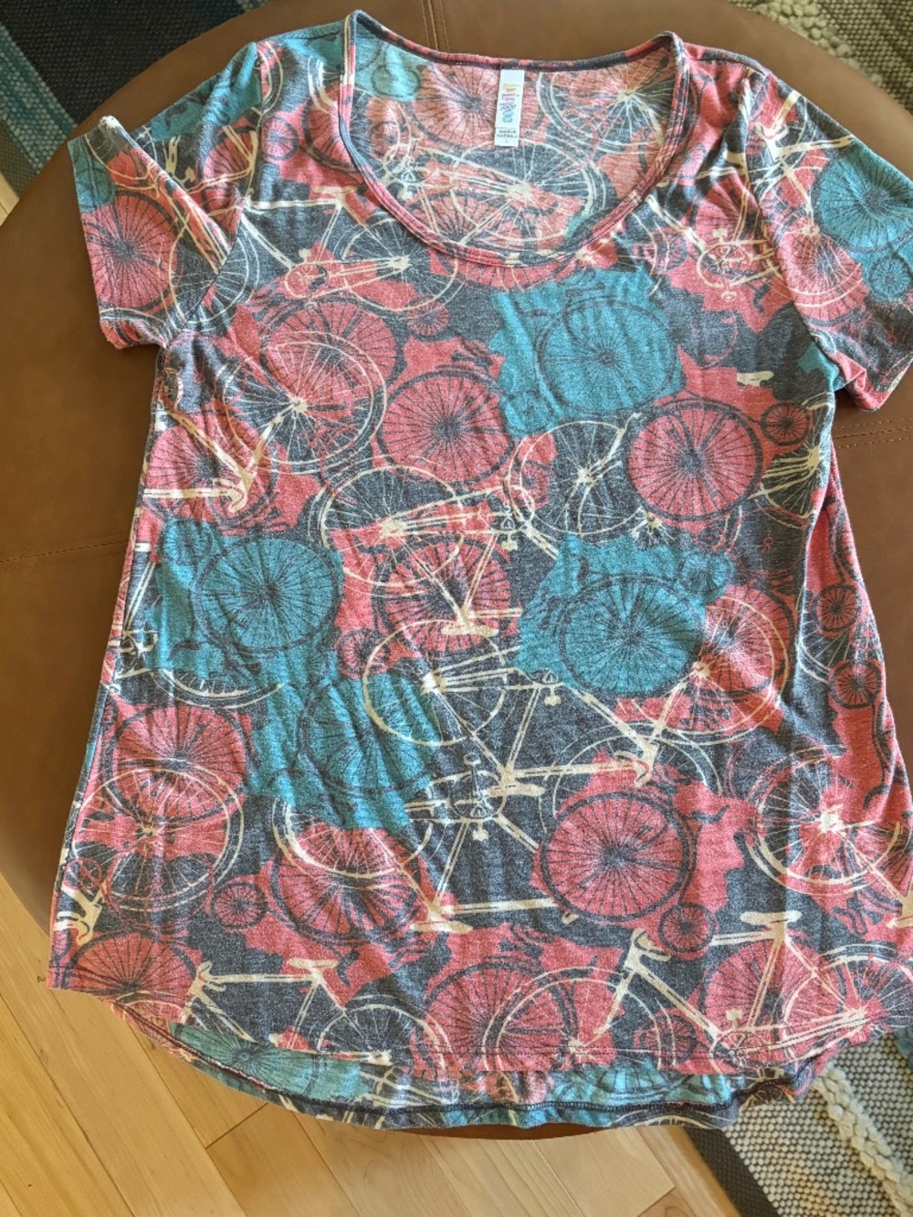 Womens LuLaRoe Classic T size large bicycles soft relaxed fit cute faded casual
